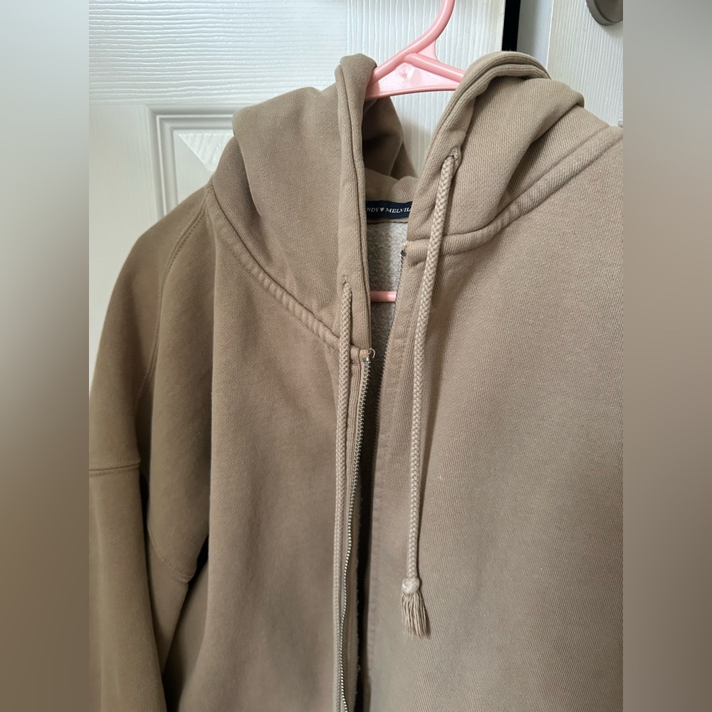 Brandy Melville Zip-Up Hoodie with Drawstring Hood